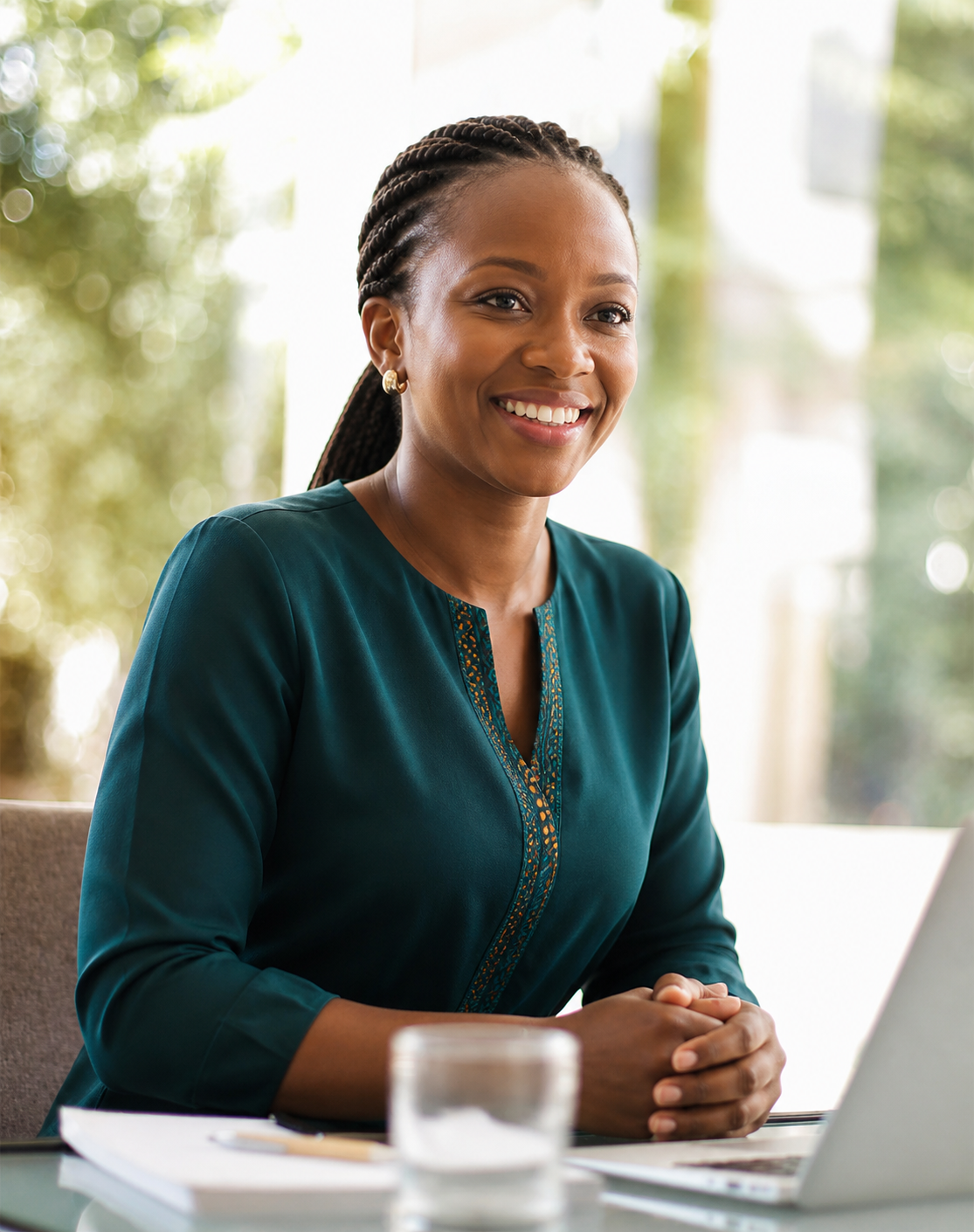African woman educator participating in practical digital training